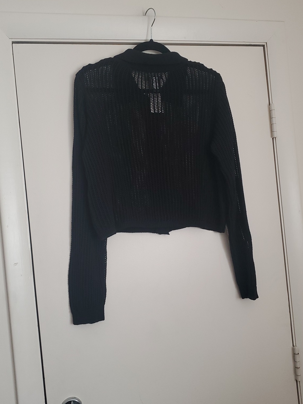 *NWT* Hot Topic'S Black Open-Knit Collared Button Cardigan - Picture 10 of 14